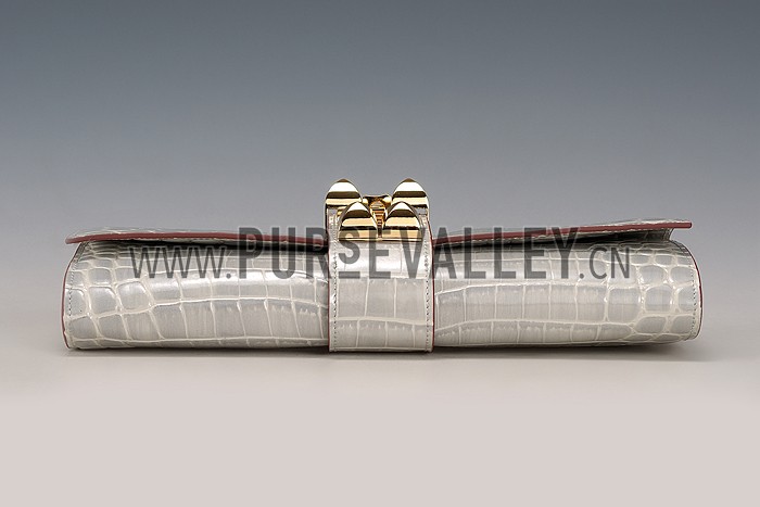 Hermes Medor Crocodile Leather Grey Clutch 18926679