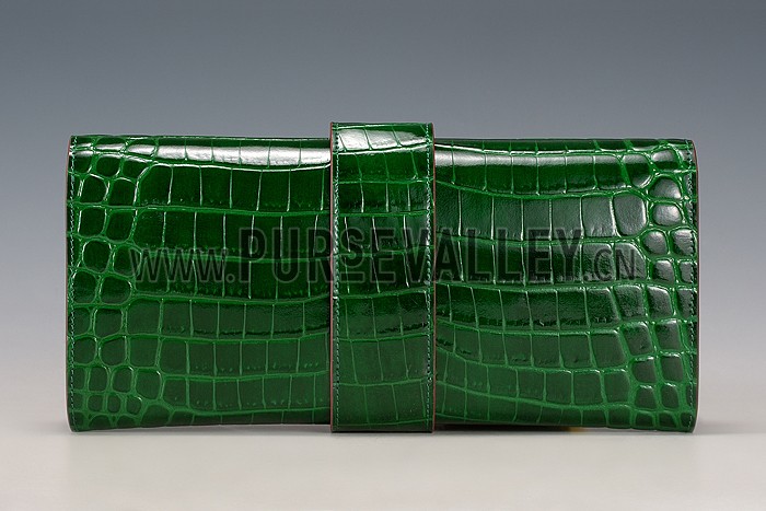 Hermes Medor Crocodile Leather Green Clutch 18926680