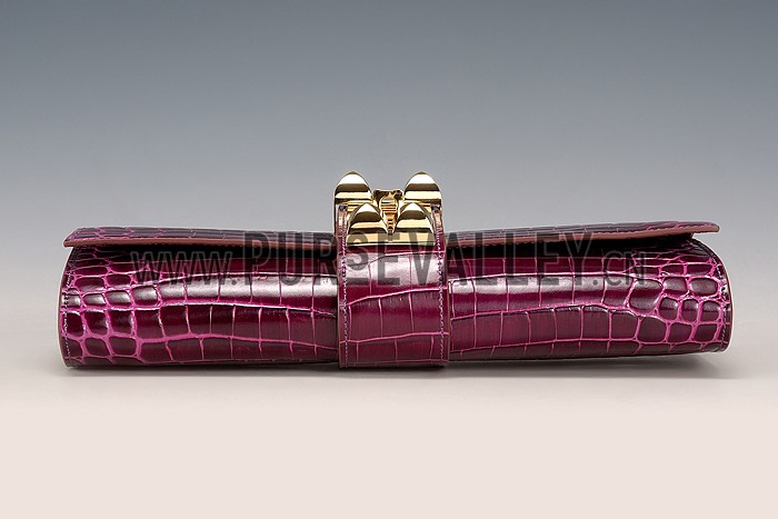 Hermes Medor Crocodile Leather Plum Clutch 18926682