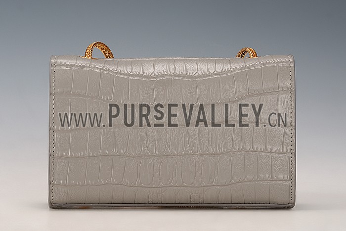 Saint Laurent Medium Tassel Crocodile Leather Clutch Bag Grey