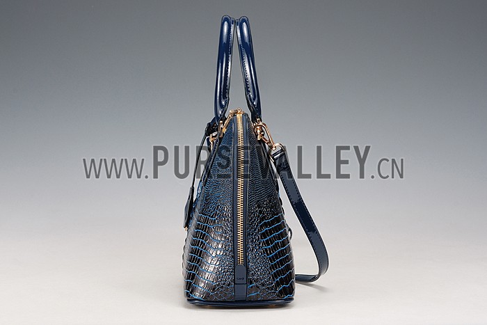 Prada Promenade Crocodile Leather Bag Dark Blue