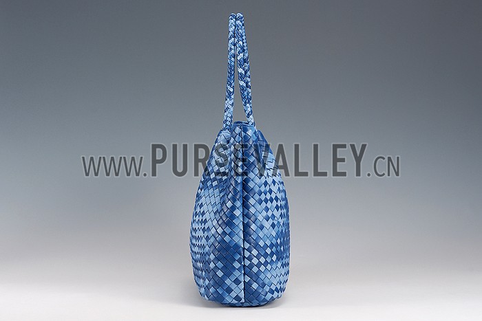 Bottega Veneta Intrecciato Duffel Bag Two Toned Light Blue and Blue