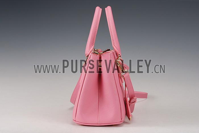 Prada Saffiano Mini Double Zip Tote Dark Pink