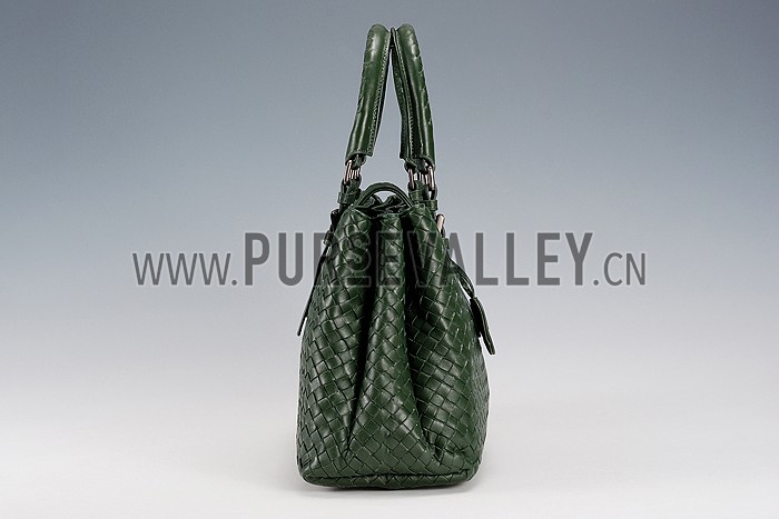 Bottega Veneta Intrecciato Nappa Top Large Handle Green Bag