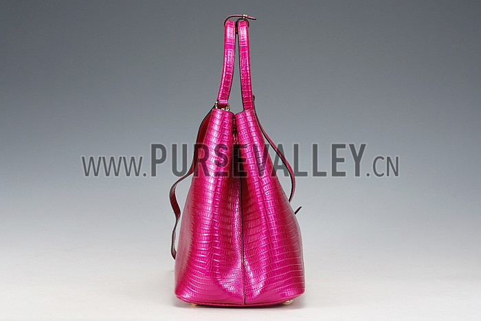Prada Double Tote Crocodile Leather Bag Fuchsia