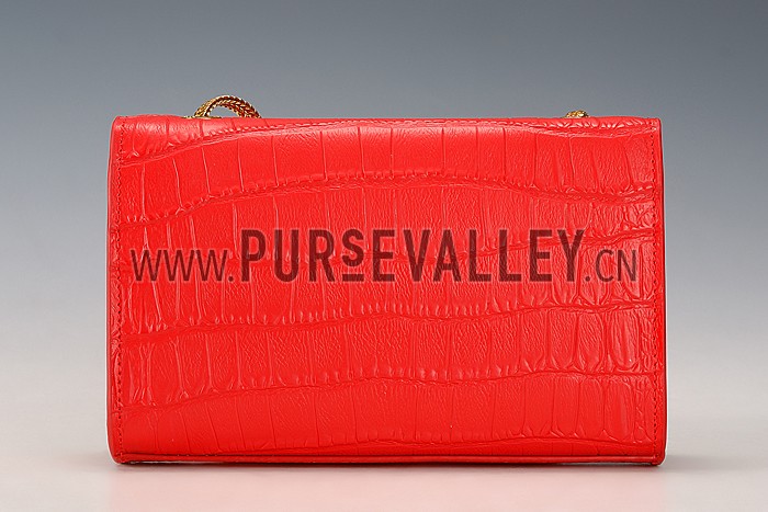 Saint Laurent Medium Tassel Crocodile Leather Clutch Bag Red