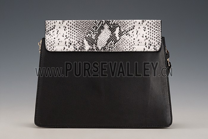 Chloe Faye Python Flap Black Shoulder Bag