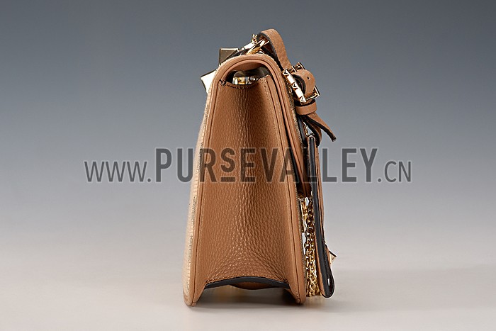 Valentino Viva Valentino Fabric Rockstud Bag Tan