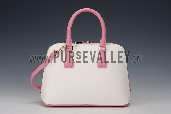 Prada Saffiano Promenade Pink and White Tote