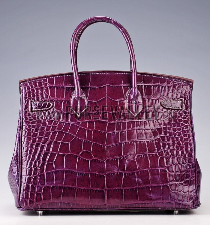 Hermes Birkin Bag Croc Purple