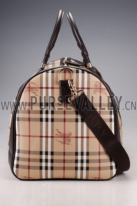 Burberry Haymarket Black Trim Large Duffle Bag
