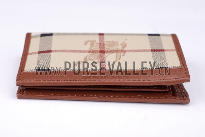 Burberry Haymarket Check Folding 6 Cards Wallet Brown