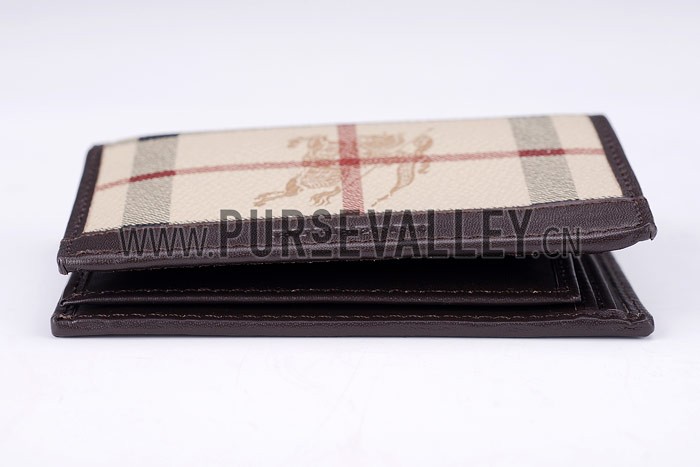 Burberry Haymarket Check Folding 6 Cards Wallet Black