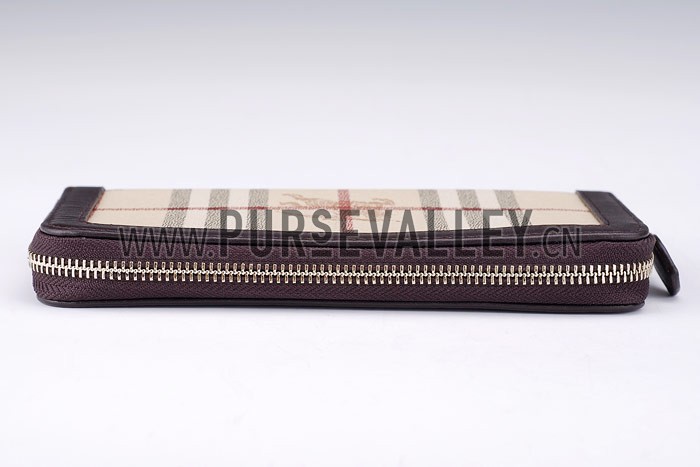 Burberry Nova Check Zip Around Wallet Black Trim