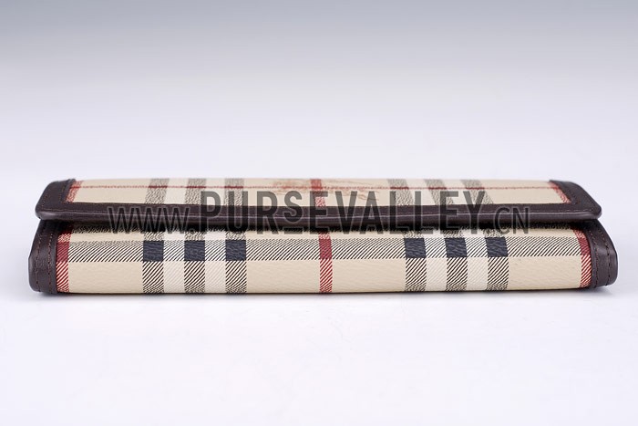 Burberry Haymarket Check Large Purse Dark Brown