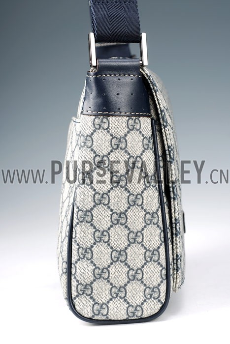 Gucci Monogram Canvas Messenger Flap Bag Navy