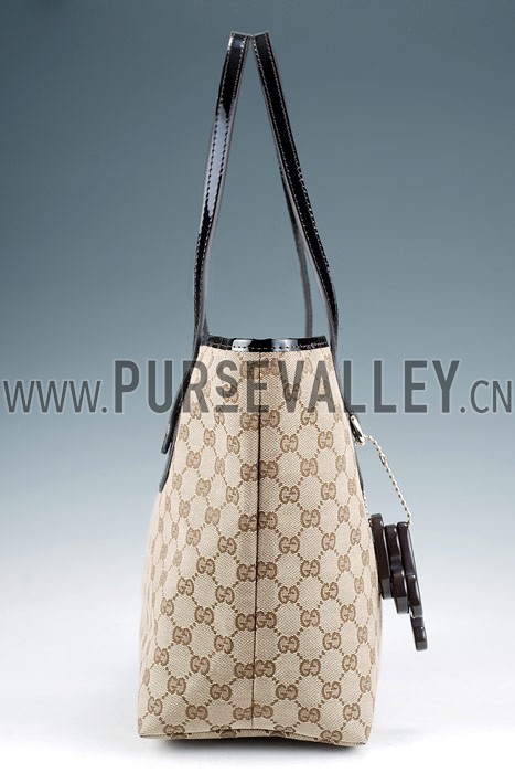 Gucci Heart Bit Canvas Large Tote Brown
