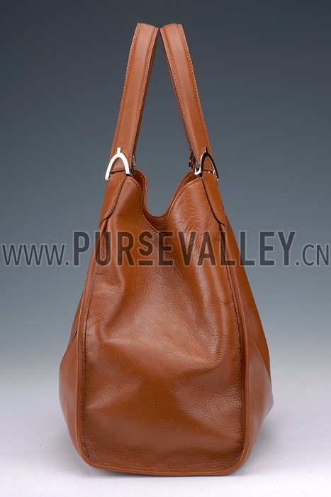 Gucci Soft Stirrup Tan Leather Large Shoulder Bag Cognac