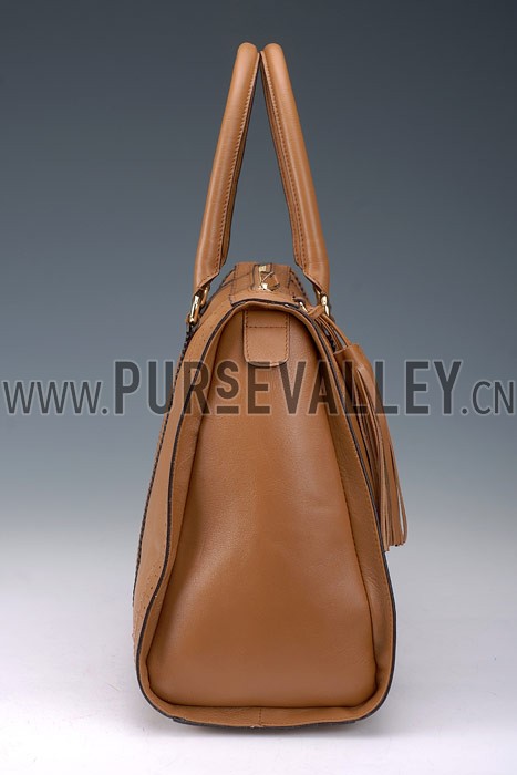 Gucci Duilio Brogue Tan Leather Tote