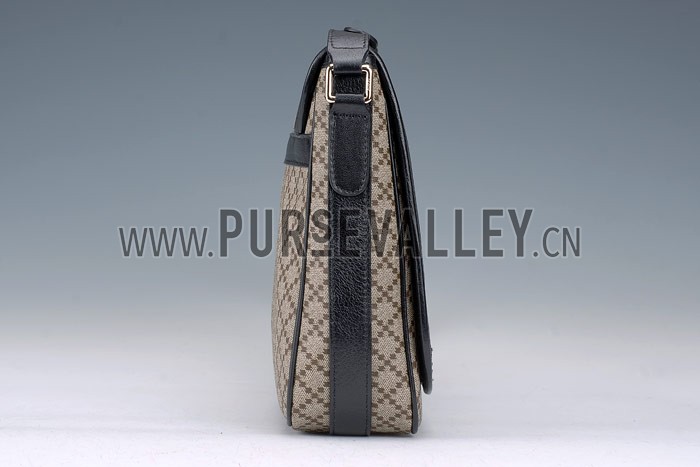 Gucci Canvas Medium Flap Messenger Bag Black Trim