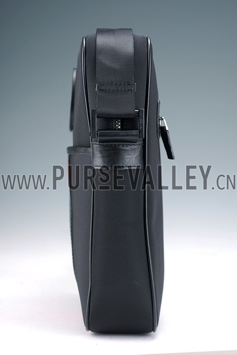 Gucci Canvas Shoulder Bag Black with Web Detail