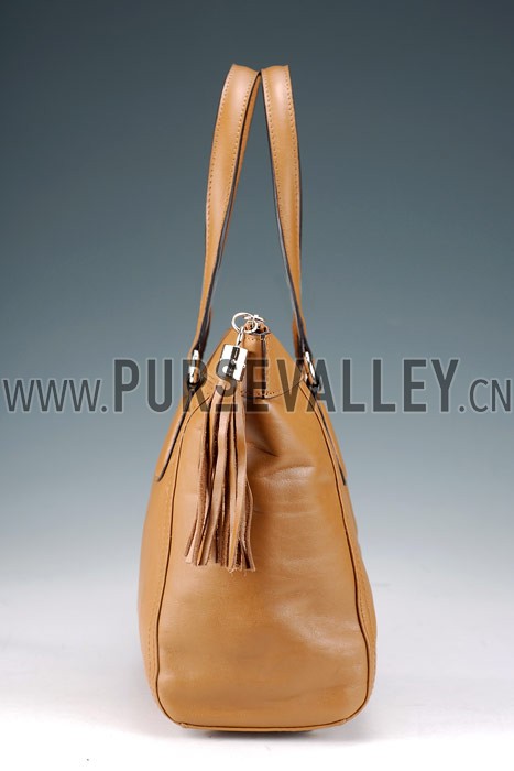 Gucci Soho Tote with Embossed Interlocking G Dark Tan