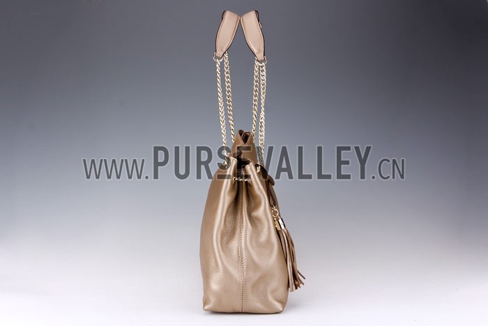 Gucci Large Soho Leather Shoulder Bag with Chain Straps Antique Gold