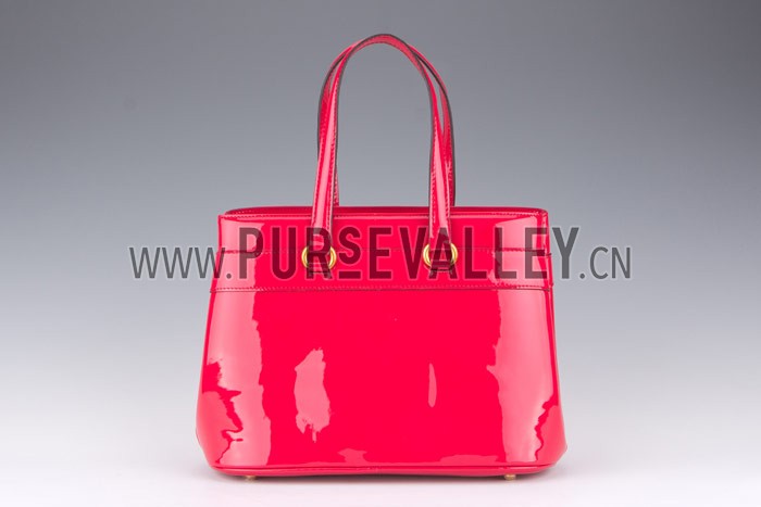 Gucci Bright Bit Pink Patent Leather Top Handle Tote