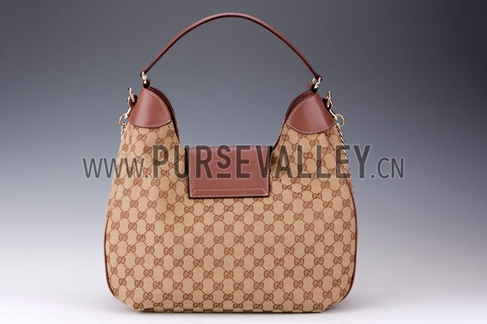 Gucci Emily GG Canvas Light Plum Leather Trim Hobo