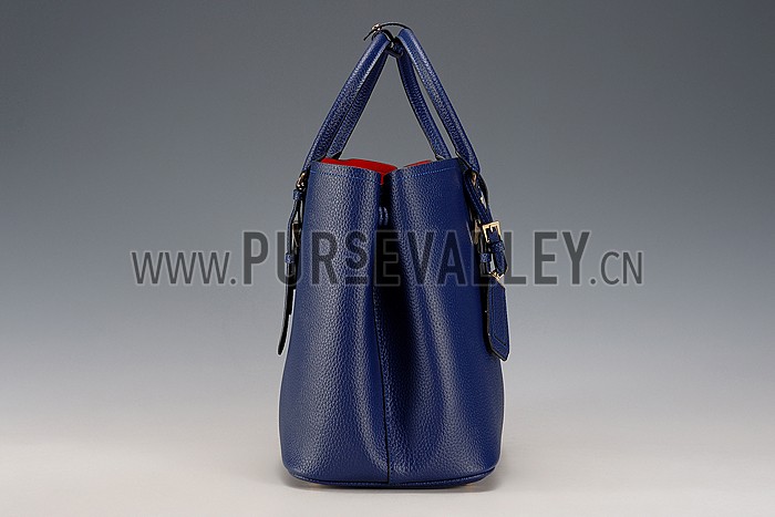 Prada Saffiano Soft Double Bag Blue