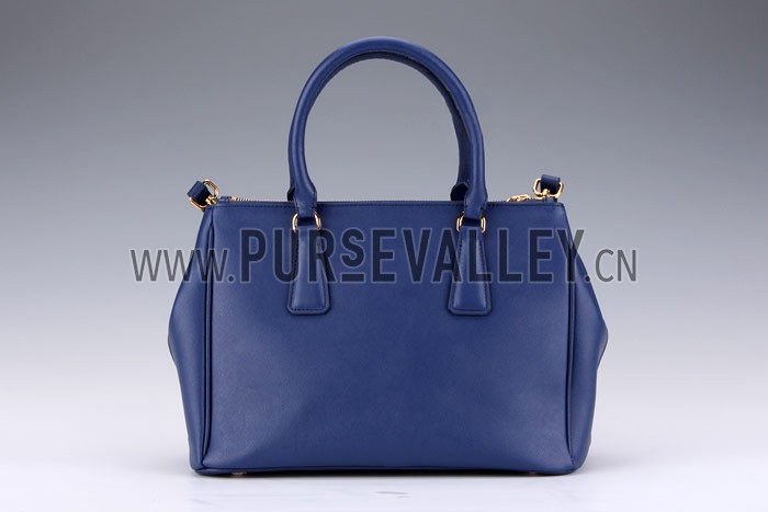 Prada Medium Saffiano Lux Top Handle Dark Blue