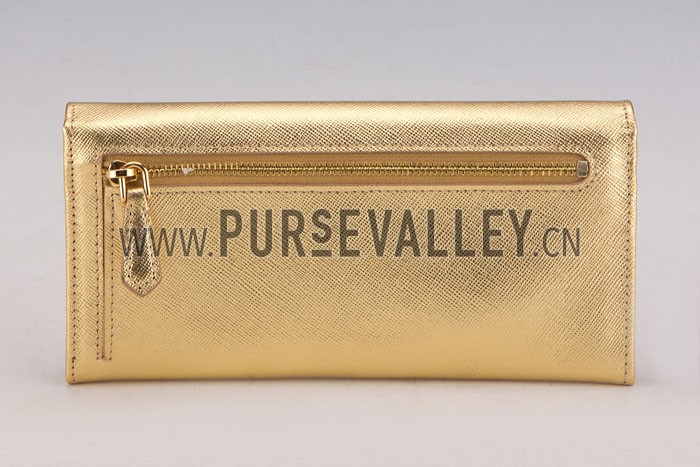 Prada Continental Wallet Gold