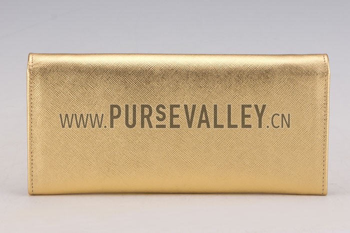 Prada Continental Wallet with Strap Gold