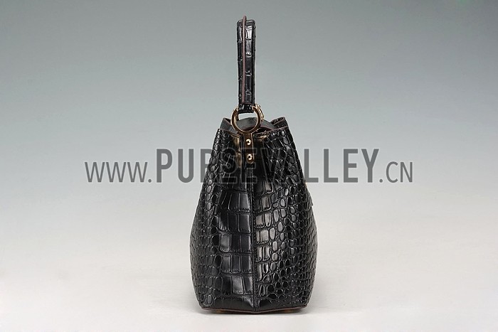Louis Vuitton Capuciness Crocodile Leather Black MM 607547
