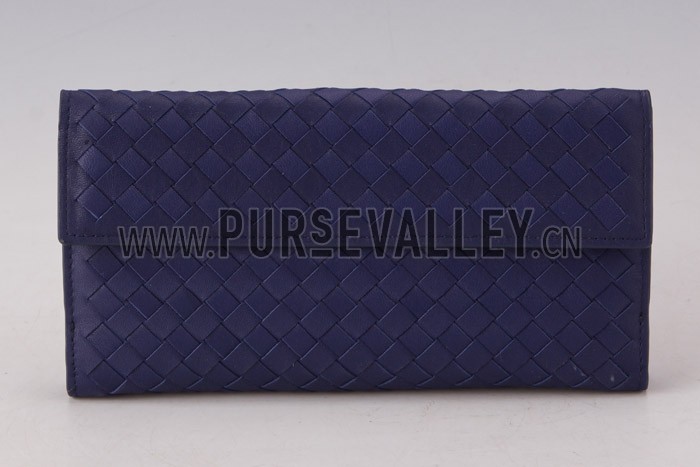 Bottega Veneta Intrecciato Nappa Continental Blue Walet