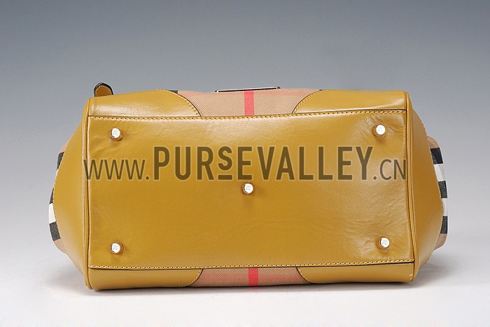 Burberry Small Bridle House Check Tote Bag Yellow 607781