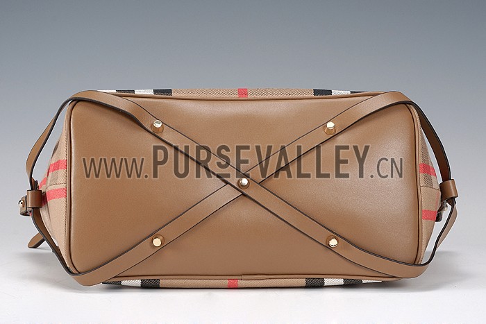 Burberry Medium Bridle House Check Tote Bag Brown 607782