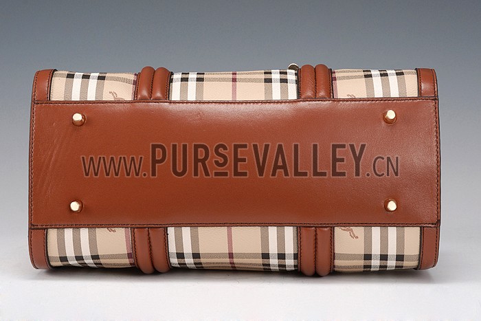 Burberry Check Haymarket Bowler Bag Brown 607785