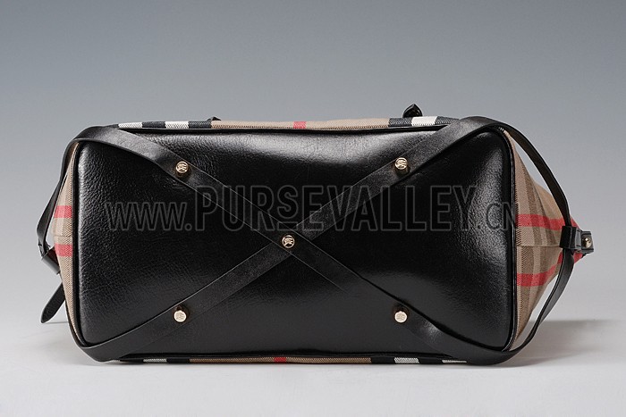 Burberry Medium Bridle House Check Tote Bag Black 607791