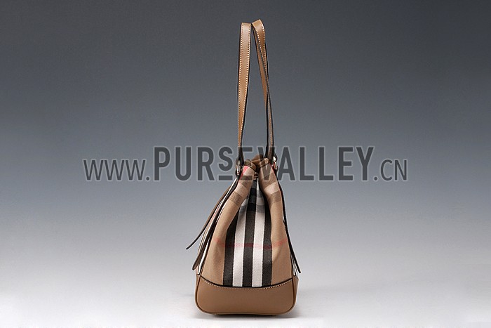 Burberry Small Bridle House Check Tote Bag Brown 607792