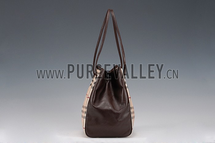 Burberry Small Haymarket Check Tote Bag Brown 607797