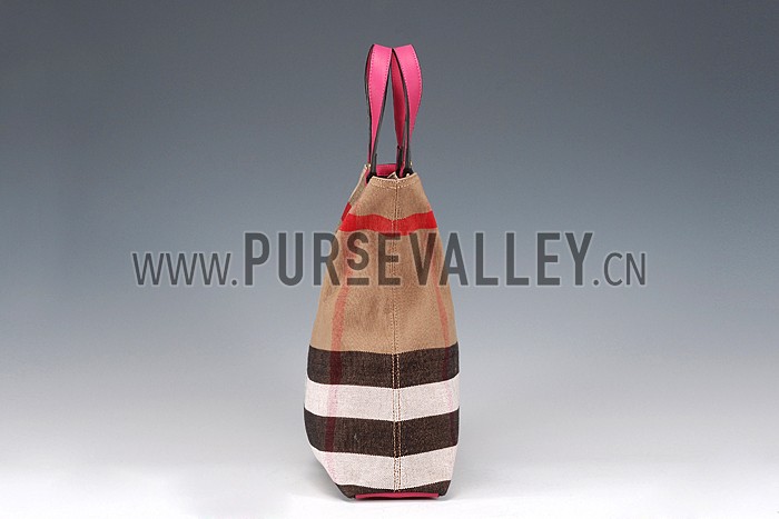 Burberry Medium Canvas Check Tote Bag Pink 607804