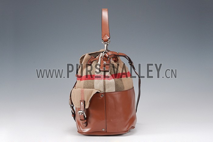 Burberry Large Canvas Check Backpack Brown 607805