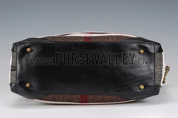 Burberry Large Canvas Check Tote Bag Black 607813