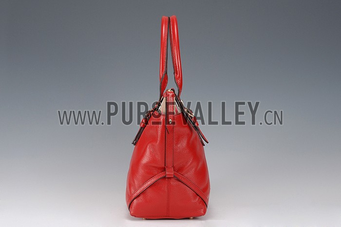 Burberry Small Leather and House Check Tote Bag Red 607824