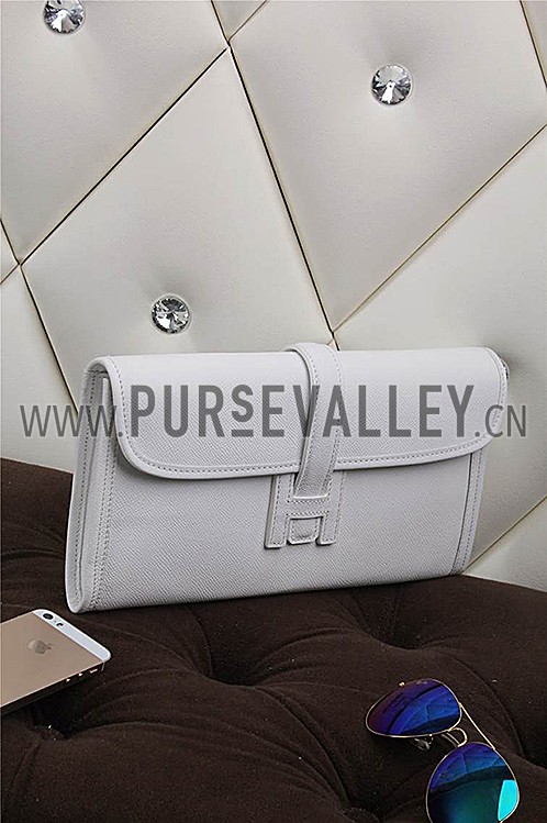 Hermes Jige Elan 29 White Clutch 608015