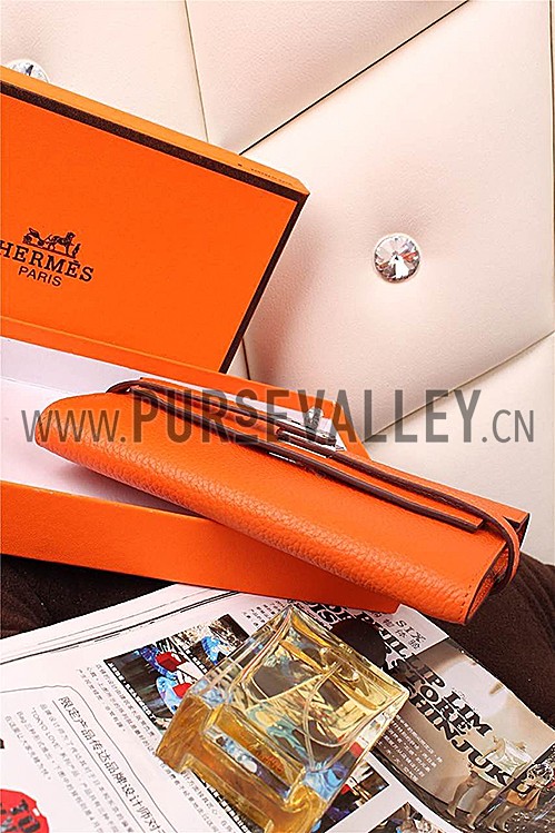 Hermes Kelly Long Wallet Orange 608074