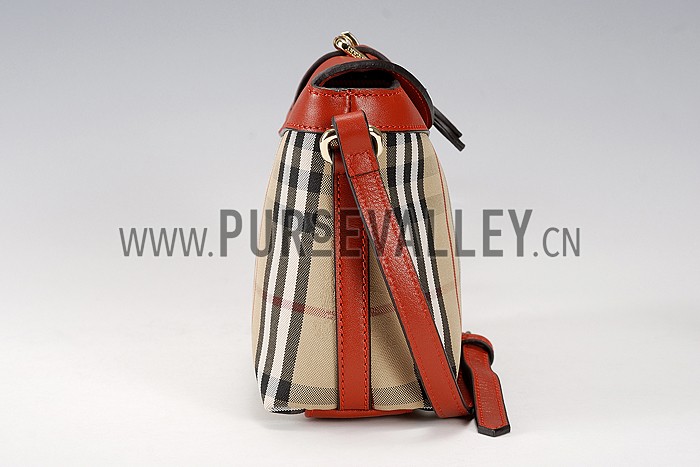 Burberry Small Horseferry Check Crossbody Bag Honey Parade Red 608269