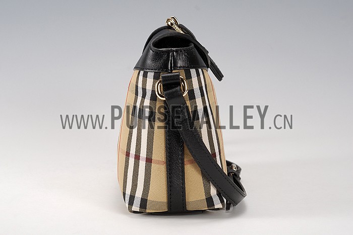 Burberry Small Horseferry Check Crossbody Bag Honey Black 608270