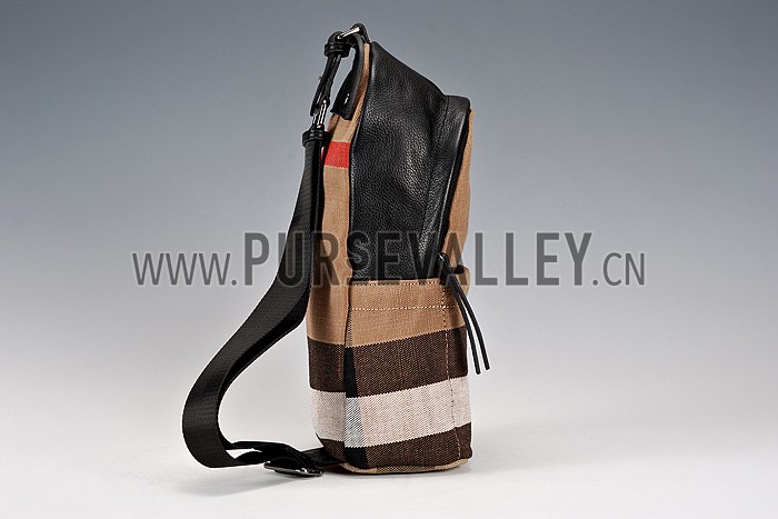Burberry Man Single Strap Canvas Check Backpack Black 608271
